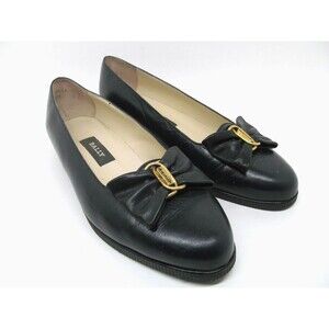 Bally Calla Womens Black Leather Slippers With Bally Logo And Bow Size US 7.5 E